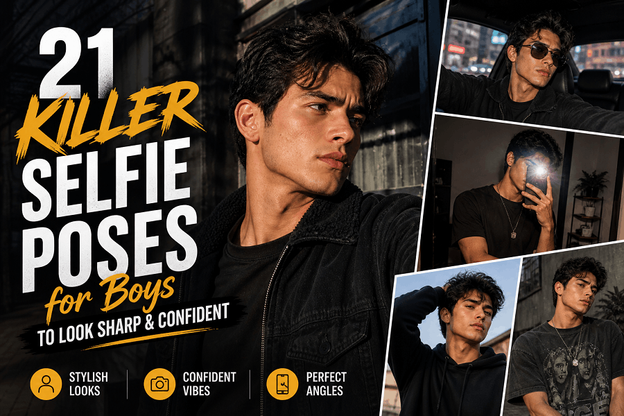 21 Killer Selfie Poses for Boys to Look Sharp & Confident